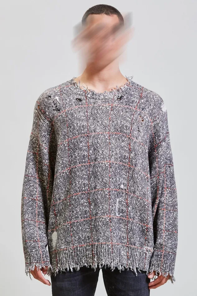 R13 Tops And Knitwear Men Oversized Sweater 8211 Printed Tweed