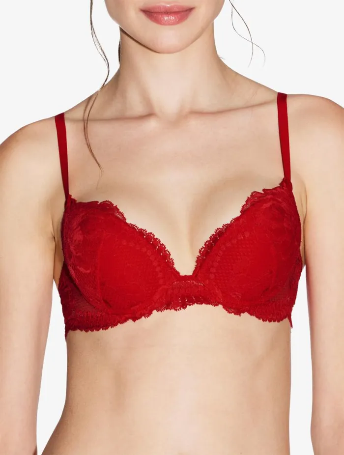 Red Lace Pushup Bra Lingerie La Perla Padded