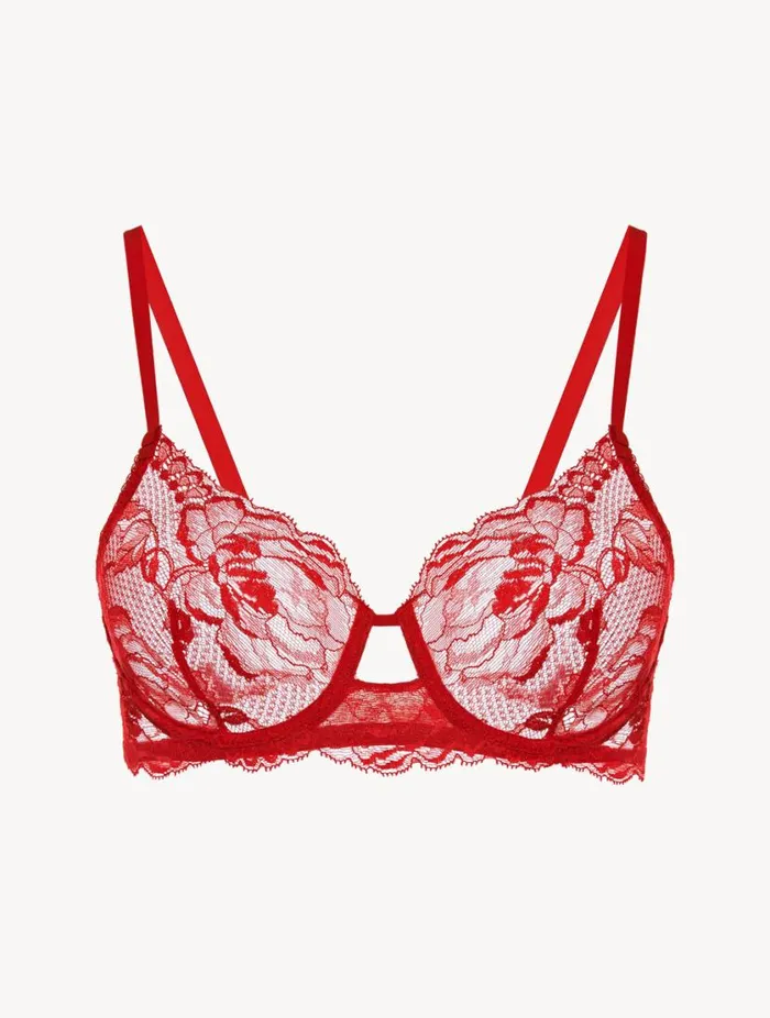 Red Lace Underwired Bra Lingerie La Perla Underwired