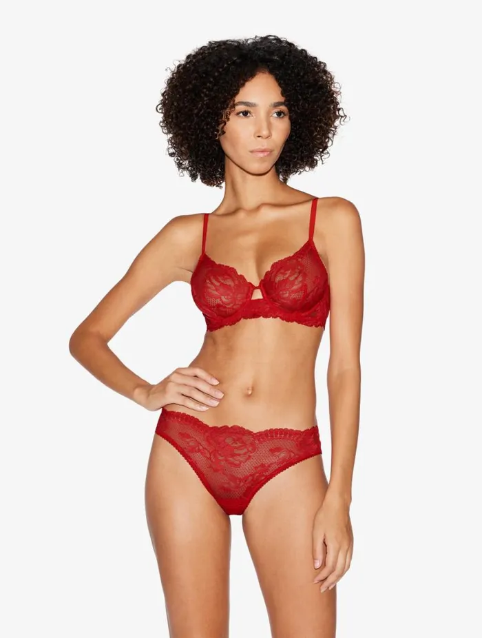Red Lace Underwired Bra Lingerie La Perla Underwired