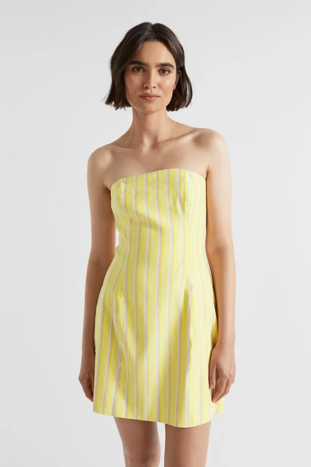 Resort Woman Seed Heritage Multi Stripe Mini Dress Lemon Drop Stripe