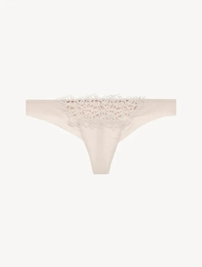Rose Beige Macram Thong Lingerie La Perla G String and Thong