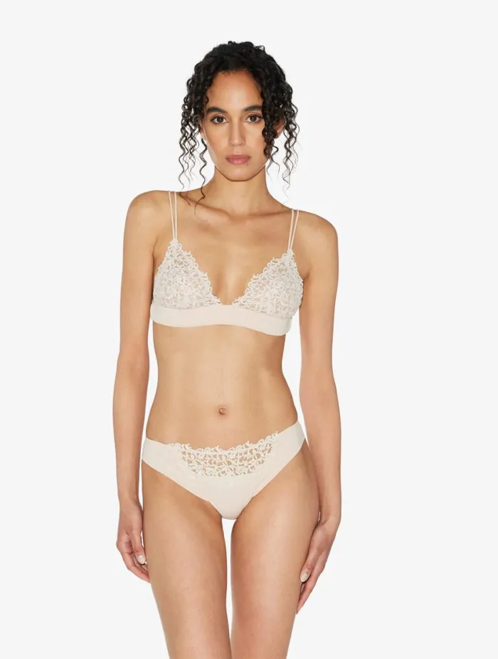 Rose Beige Macram Thong Lingerie La Perla G String and Thong