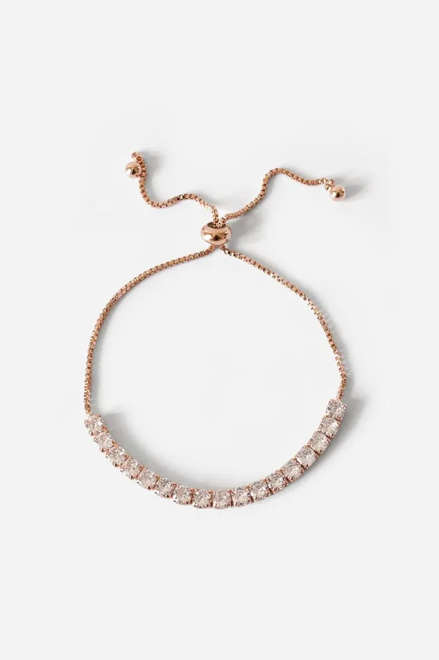 Rose Gold Adjustable Slider Tennis Bracelet Women Roman Jewellery