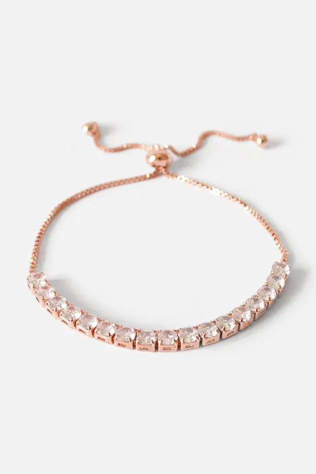 Rose Gold Adjustable Slider Tennis Bracelet Women Roman Jewellery