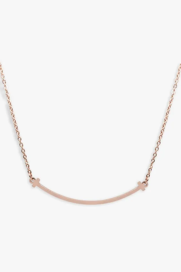 Rose Gold Stainless Steel Smile Necklace Women Roman Jewellery