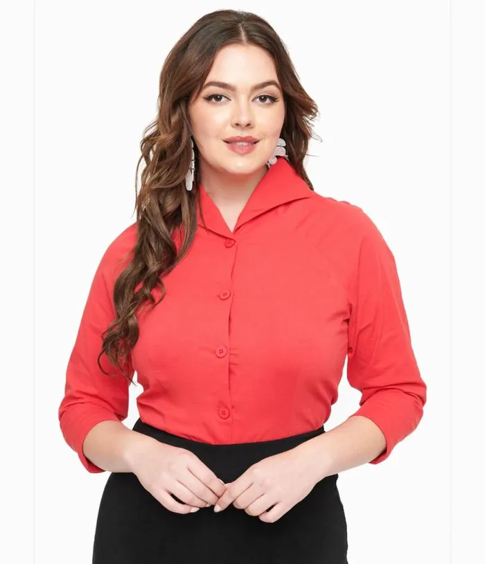 Royal Monk 1950s Red Button Up Celia Blouse Clothing Unique Vintage Blouses