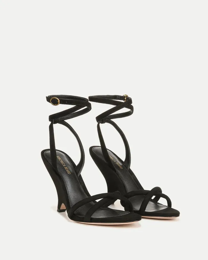 Sandals Shop Veronica Beard Manuela Suede Sculpted Wedge Sandal Black