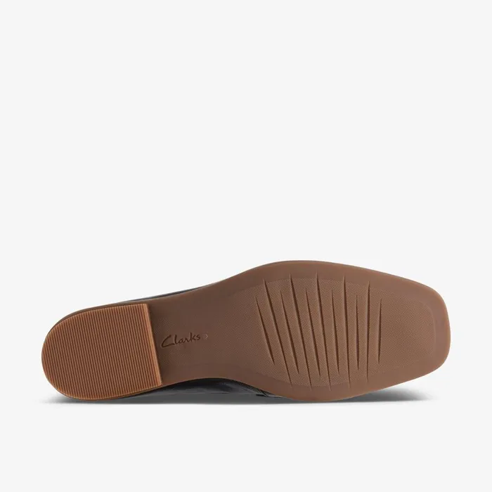 Sarafyna Iris Black Leather Women Clarks SlipOns