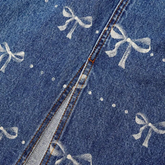Self Portrait Denim Bow Print Denim Midi Skirt 8211 Women