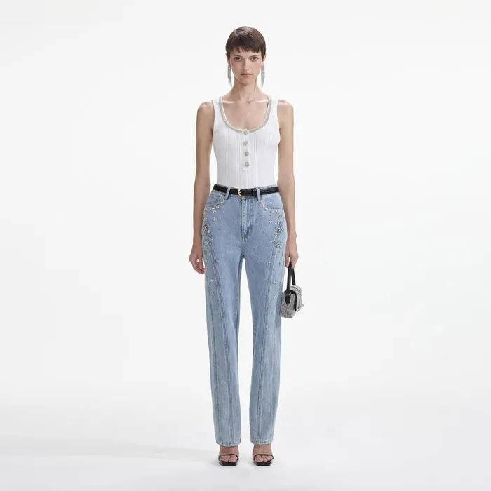 Self Portrait Denim Crystal Embellished Denim Jeans 8211 Women