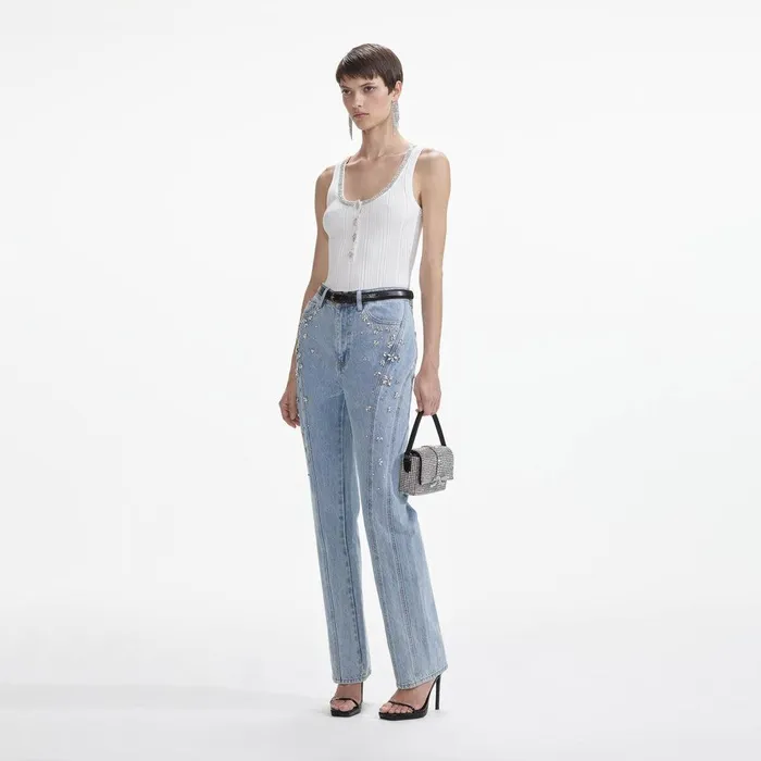 Self Portrait Denim Crystal Embellished Denim Jeans 8211 Women