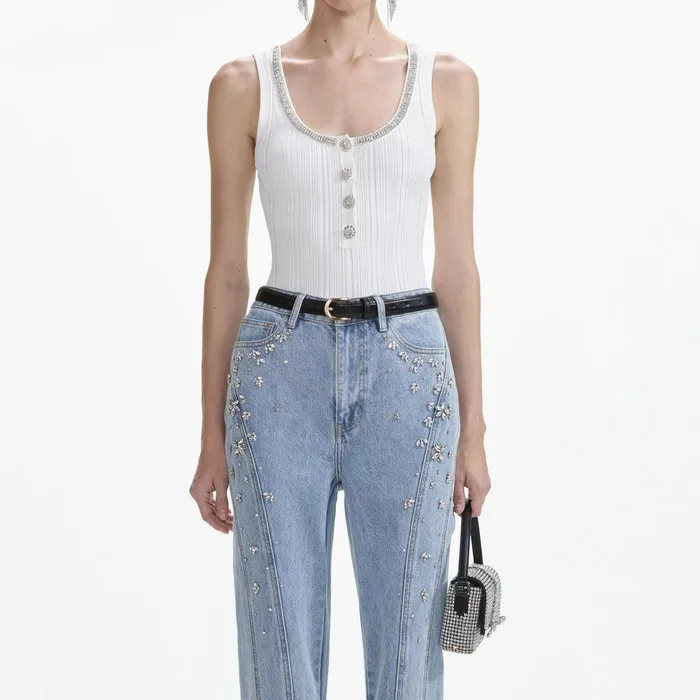 Self Portrait Denim Crystal Embellished Denim Jeans 8211 Women