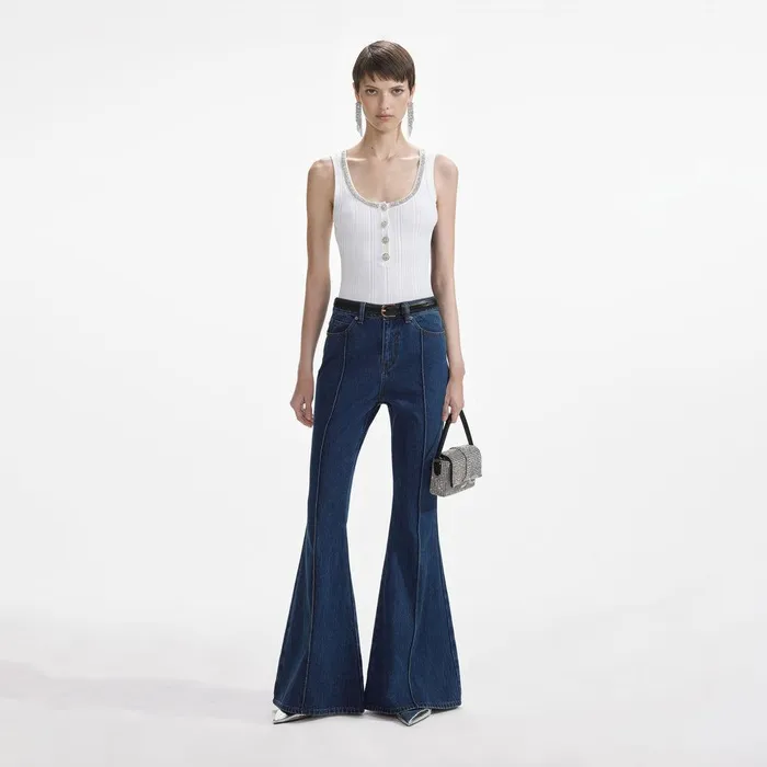Self Portrait Denim Crystal Embellished Denim Jeans 8211 Women