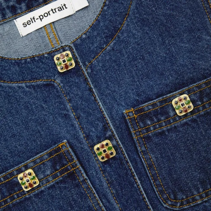 Self Portrait Denim Denim Short Sleeve Crop Top 8211 Women