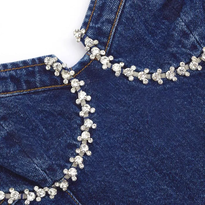 Self Portrait Denim Diamante Denim Mini Dress 8211 Women