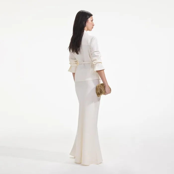 Self Portrait Dresses Cream Linen Maxi Dress 8211 Women