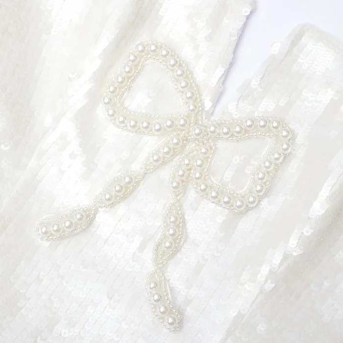 Self Portrait Dresses Cream Sequin Bow Mini Dress 8211 Women