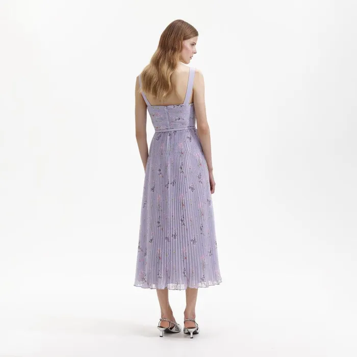 Self Portrait Dresses Lilac Floral Chiffon Midi Dress 8211 Women