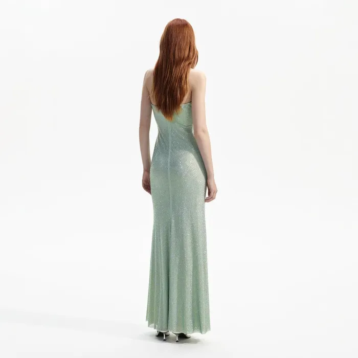 Self Portrait Dresses Mint Rhinestone Strapless Maxi Dress 8211 Women