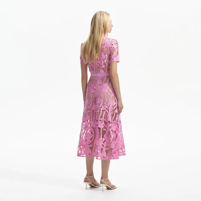 Self Portrait Dresses Pink Lace Midi Dress 8211 Women