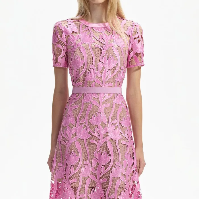 Self Portrait Dresses Pink Lace Midi Dress 8211 Women