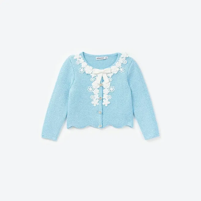 Self Portrait Knitwear Blue Sequin Knit Cardigan 8211 Kids