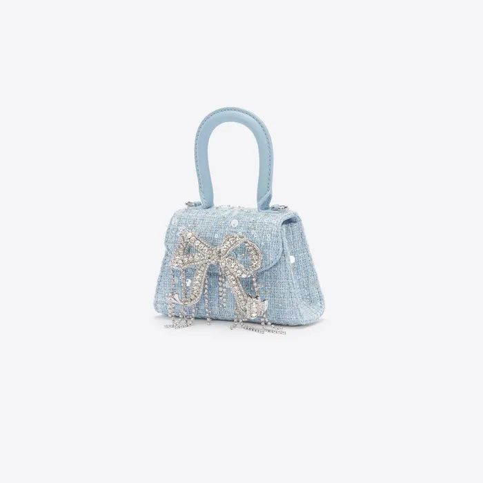 Self Portrait Micro Blue Boucle Micro Bow Bag 8211 Women
