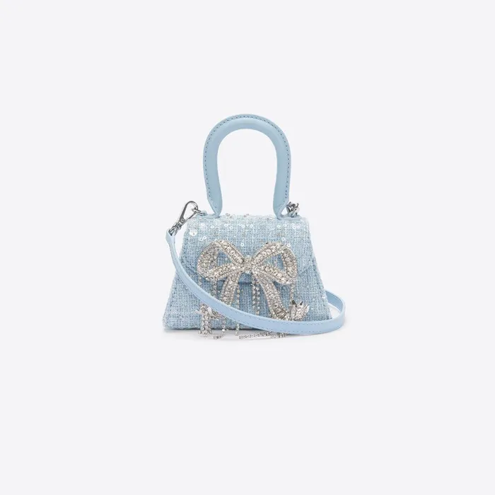 Self Portrait Micro Blue Boucle Micro Bow Bag 8211 Women