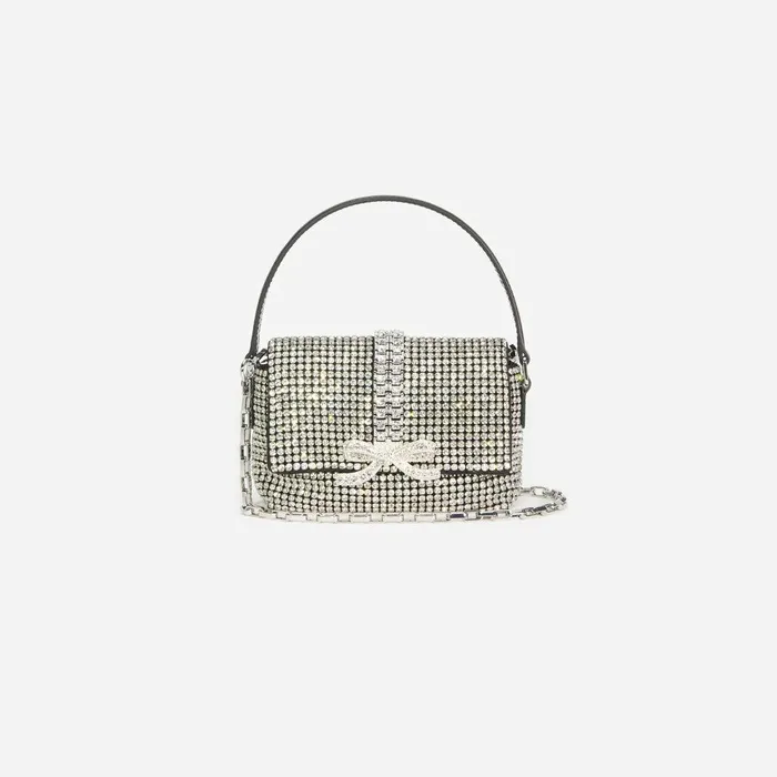 Self Portrait Micro Silver Rhinestone Chainmail Micro Bag 8211 Women