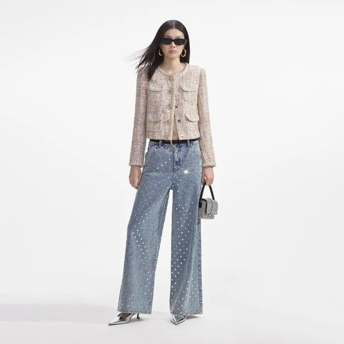 Self Portrait Outerwear Pastel Boucle Boxy Jacket 8211 Women
