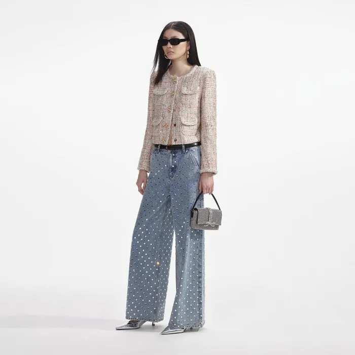 Self Portrait Outerwear Pastel Boucle Boxy Jacket 8211 Women