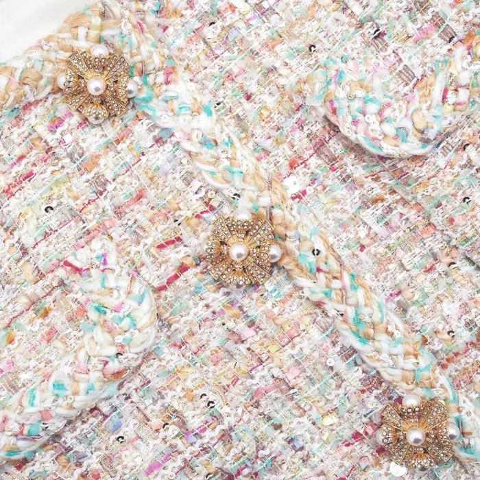 Self Portrait Outerwear Pastel Boucle Boxy Jacket 8211 Women