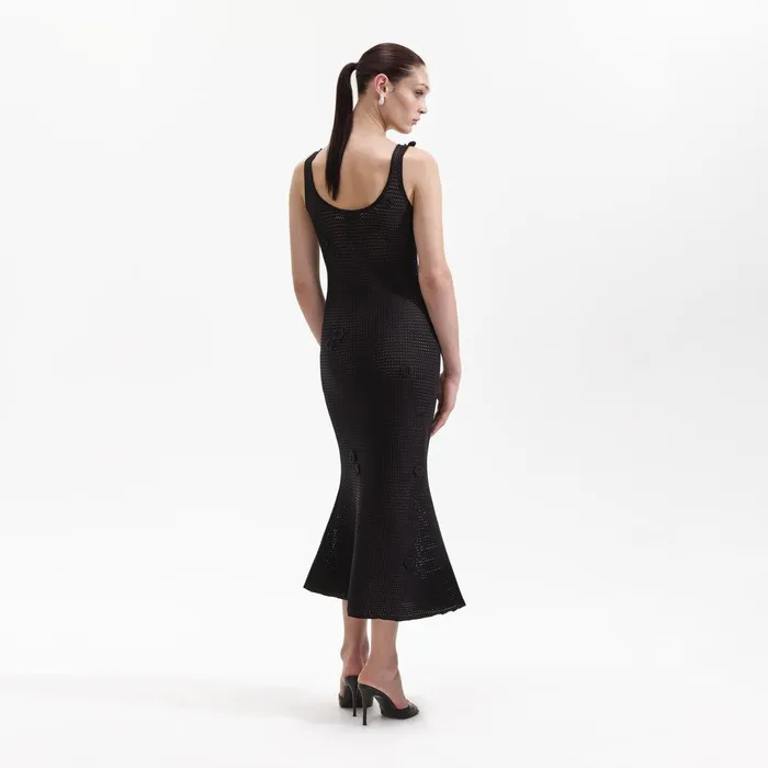 Self Portrait Swim and Resort Black Crochet Midi Dress 8211 Women