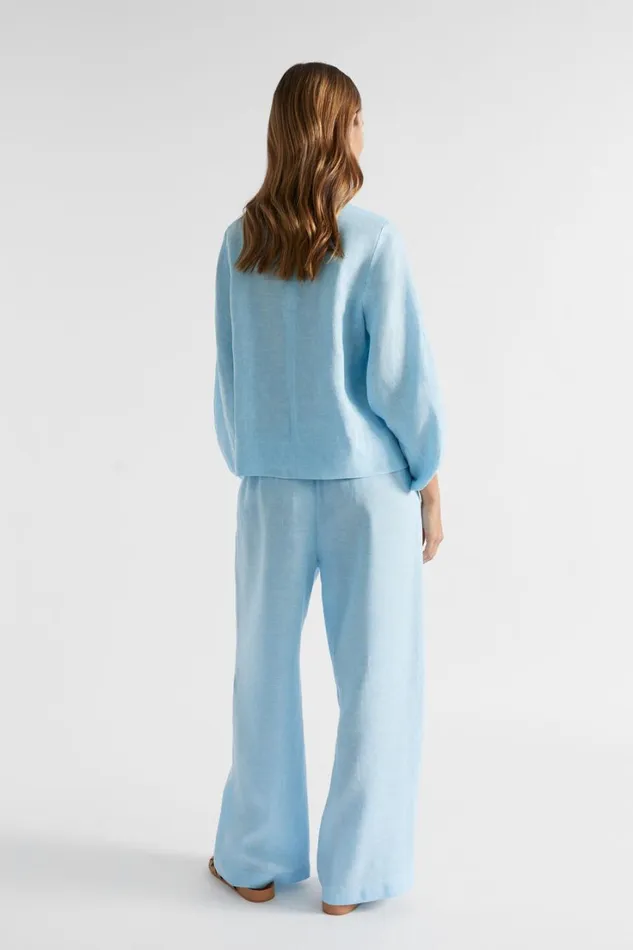 Sets Woman Seed Heritage Core Linen Balloon Sleeve Top Shimmer Blue Crossdye