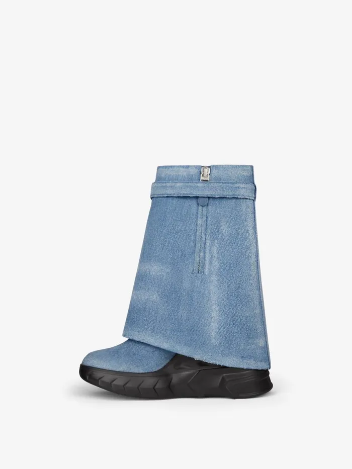 Shark Lock Biker Ankle Boots In Denim Medium Blue Women Givenchy Shark Lock