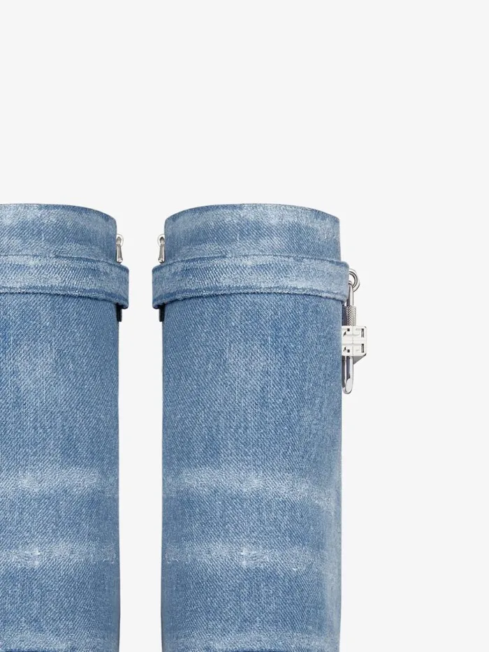 Shark Lock Biker Ankle Boots In Denim Medium Blue Women Givenchy Shark Lock