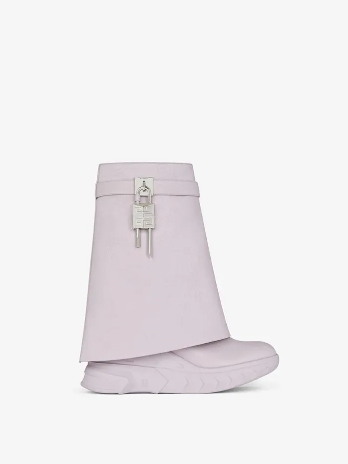 Shark Lock Biker Ankle Boots In Grained Leather Soft Lilac Women Givenchy Shark Lock