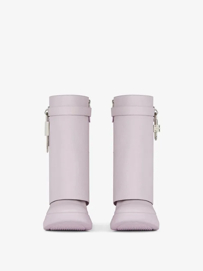 Shark Lock Biker Ankle Boots In Grained Leather Soft Lilac Women Givenchy Shark Lock