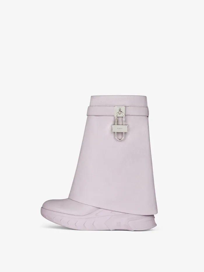 Shark Lock Biker Ankle Boots In Grained Leather Soft Lilac Women Givenchy Shark Lock