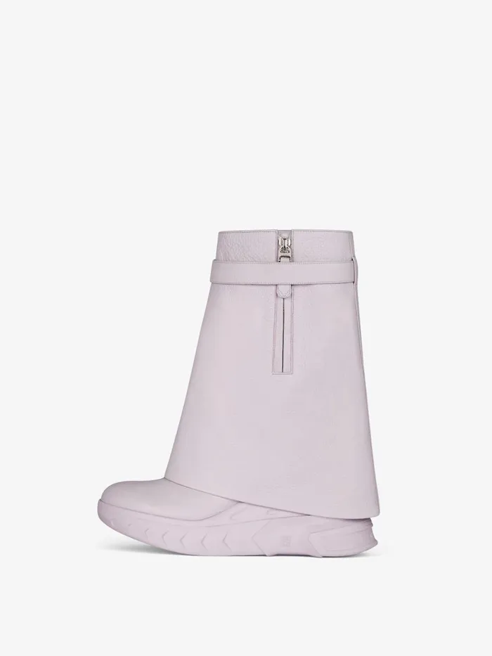 Shark Lock Biker Ankle Boots In Grained Leather Soft Lilac Women Givenchy Shark Lock