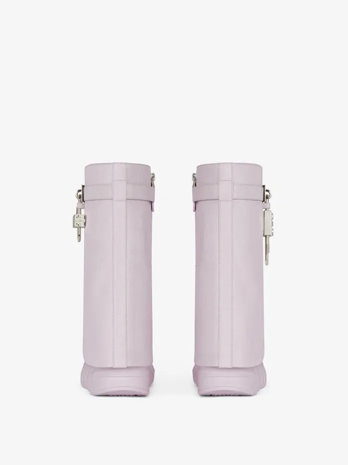 Shark Lock Biker Ankle Boots In Grained Leather Soft Lilac Women Givenchy Shark Lock