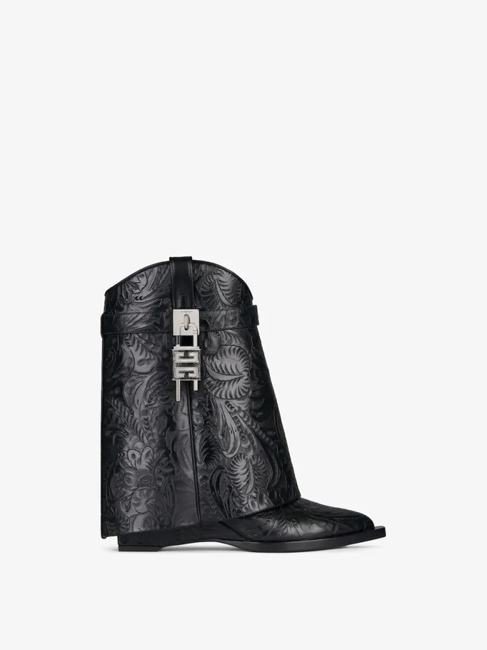 Shark Lock Cowboy Ankle Boots In Western Leather Black Women Givenchy Shark Lock