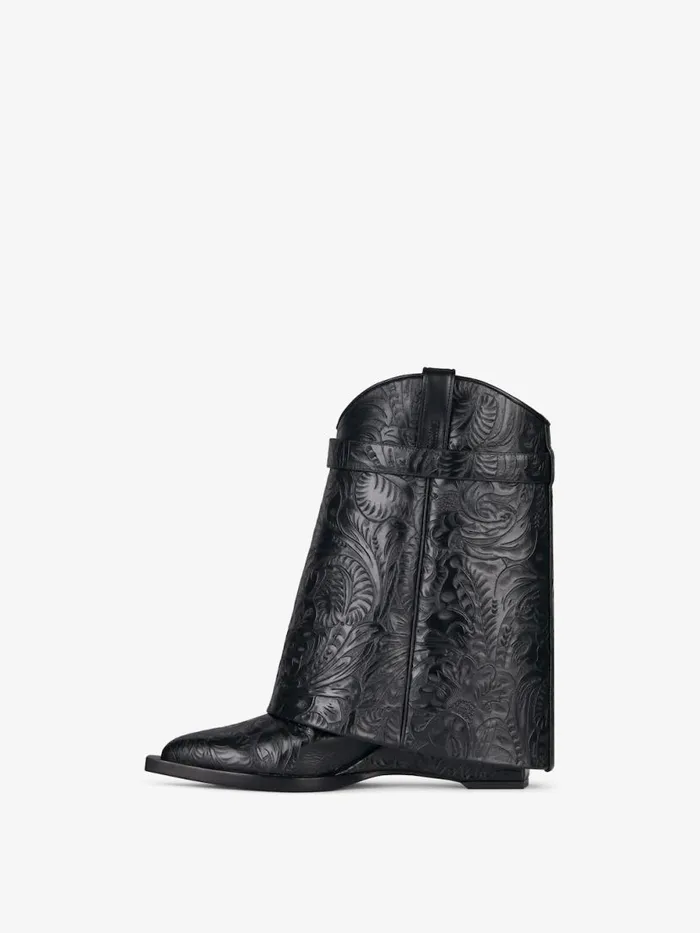 Shark Lock Cowboy Ankle Boots In Western Leather Black Women Givenchy Shark Lock