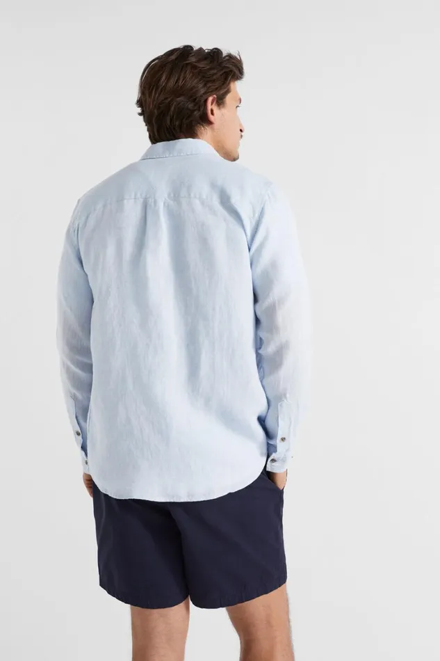 Shirts Man Seed Heritage Linen Shirt Light Blue Crossdye