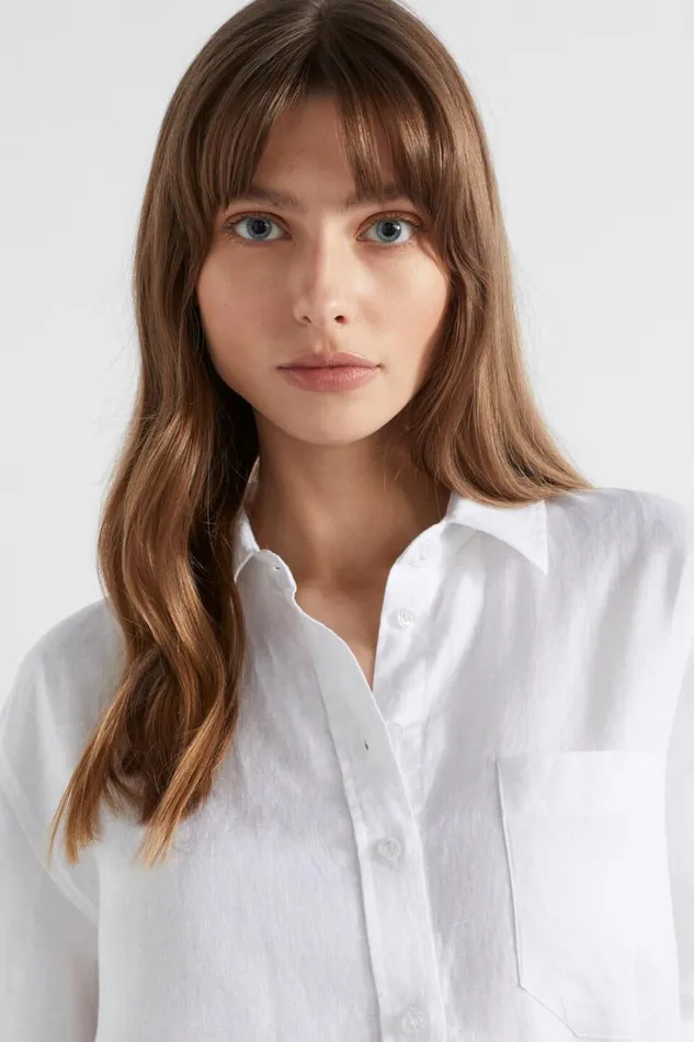 Shirts Woman Seed Heritage Core Linen Boyfriend Shirt Whisper White