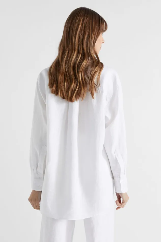 Shirts Woman Seed Heritage Core Linen Boyfriend Shirt Whisper White