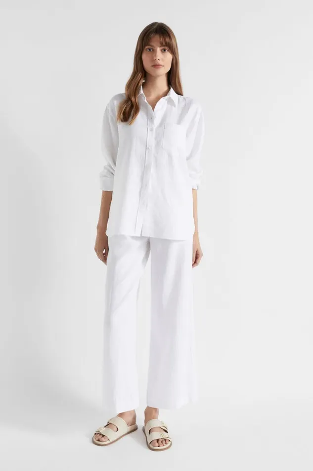 Shirts Woman Seed Heritage Core Linen Boyfriend Shirt Whisper White