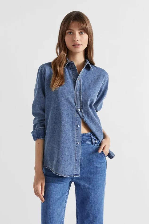 Shirts Woman Seed Heritage Denim Button Down Shirt Ultramarine Wash