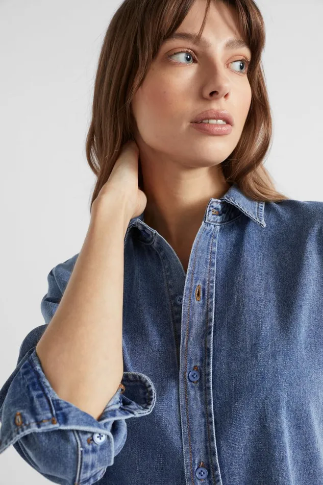 Shirts Woman Seed Heritage Denim Button Down Shirt Ultramarine Wash